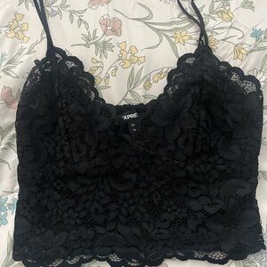 Express Black Floral Lace Top